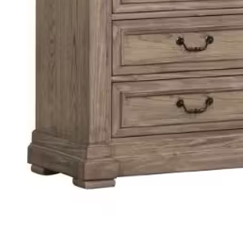 Grande commode Roi, 62 pouces, 9 tiroirs à queue d'aronde, gris vieilli