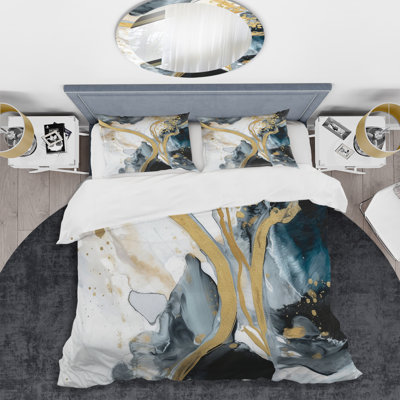 Ensemble de housse de couette en marbre texturé en microfibre / polyester Marble