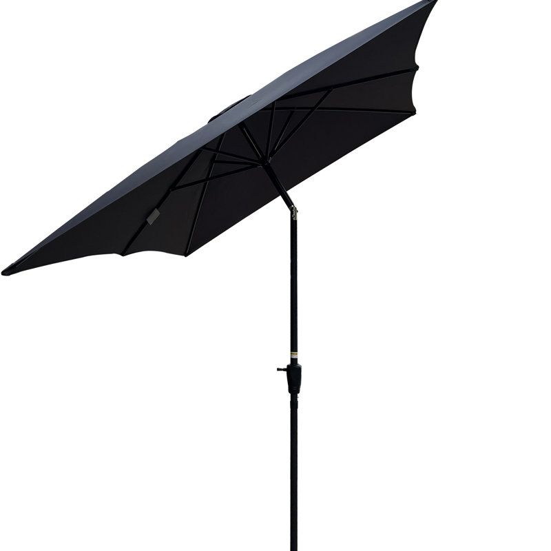 Parasol de patio 6 pi x 9 pi pour l'extérieur, rouille avec mât et fonction d'inclinaison pour la piscine Parasol extérieur de 9 pi x 6 pi, manivelle avec matériau respirant