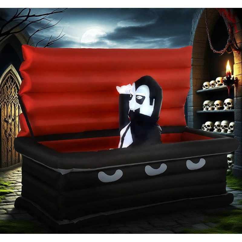 Vampire d'Halloween gonflable et cercueil géant