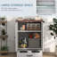 Dog Feeding Spot With Hidden Ware, Adjustable Panel, Hooks For Medium Dogs, White Medium Station Crockery, Hooks, Look