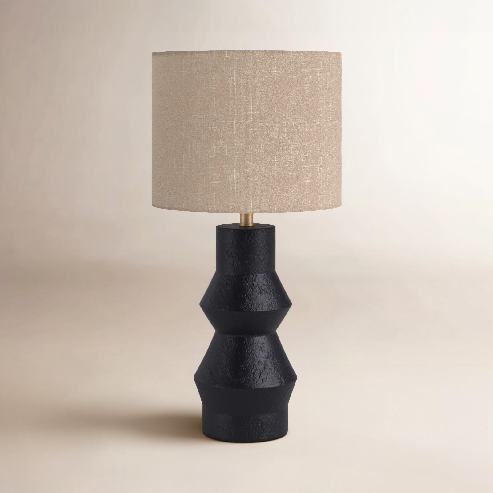 Jefferson Ceramic Table Lamp, Black, Light Brown