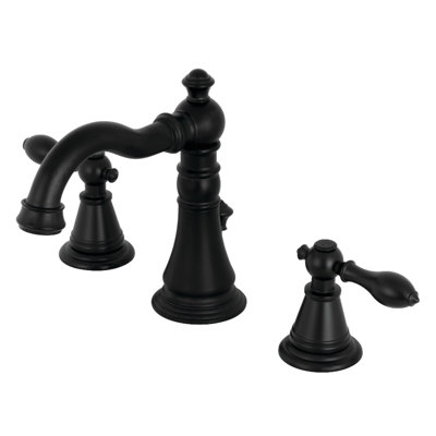 Kingston Brass English Classic Two-Handle 3-Hole Deck Mount Widespread Bathroom Faucet with Pop-Up Drain