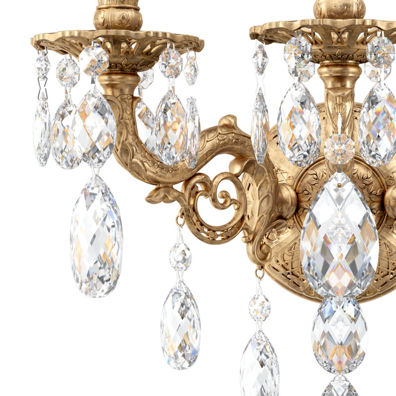 3 - Light Candle Wall Light, Incandescent, Strass Clear, Aurum