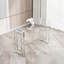 Console en verre d'acier inoxydable, table d'appoint repas argentée transparente BS-02 S