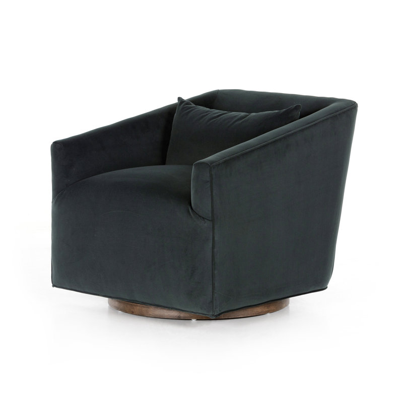 York Swivel Armchair in Modern Velvet Smoke, Modern Smoke Velvet