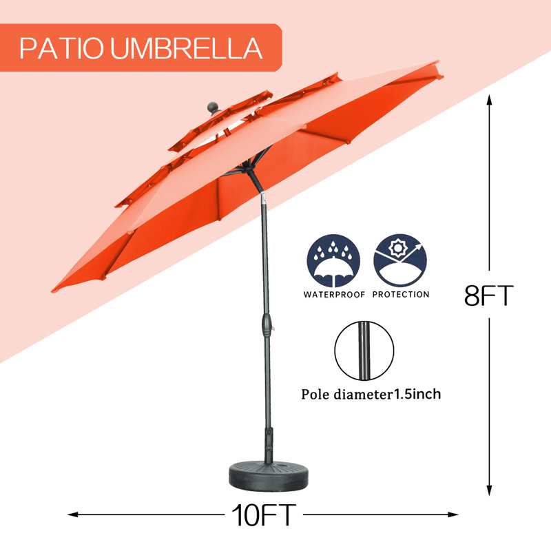 Parasol de marché 10 pi Bantice, Rouge