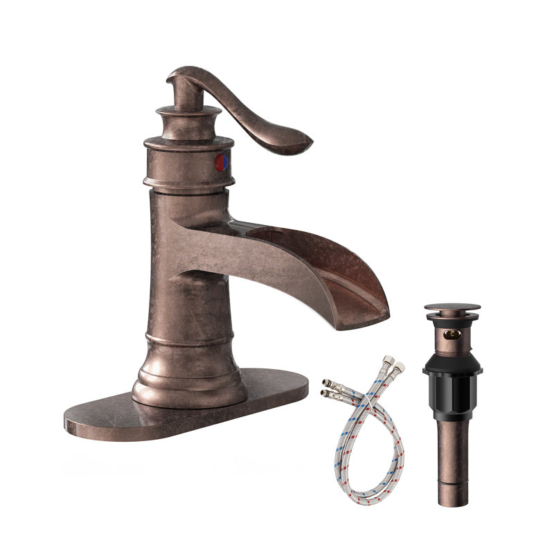 SoftStream Waterfall Copper Single Hole, Single Handle With Drain Assembly & Deck Plate