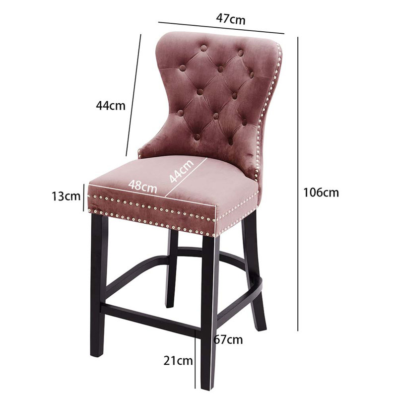 Hanska Upholstered Counter Stool with Solid Wood Frame, Pink
