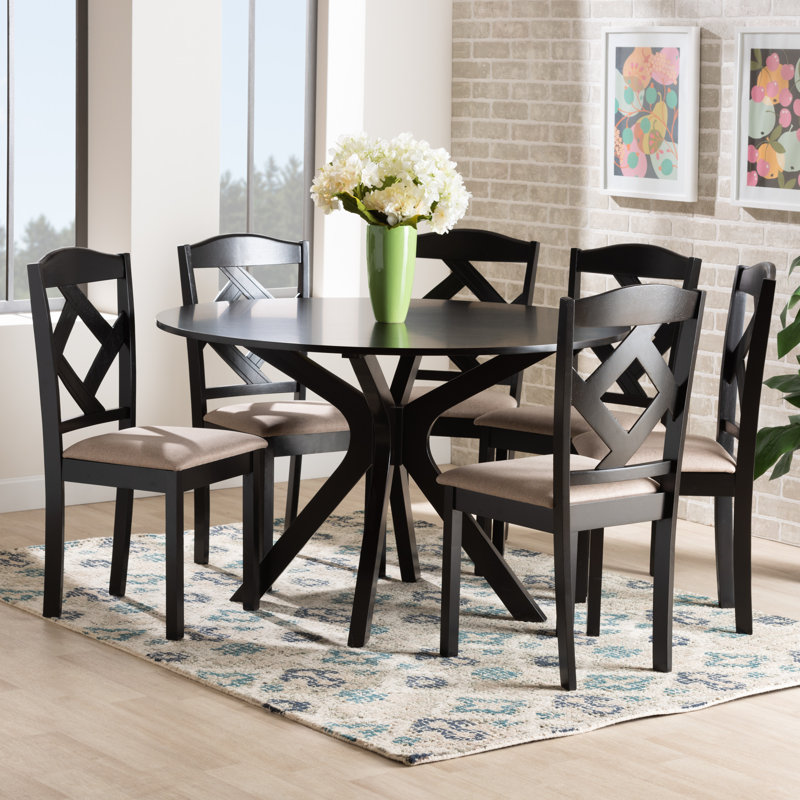 Ezariah Four Leg Dining Set, 30 ”H x 44.90”L x 44.90”W, 7