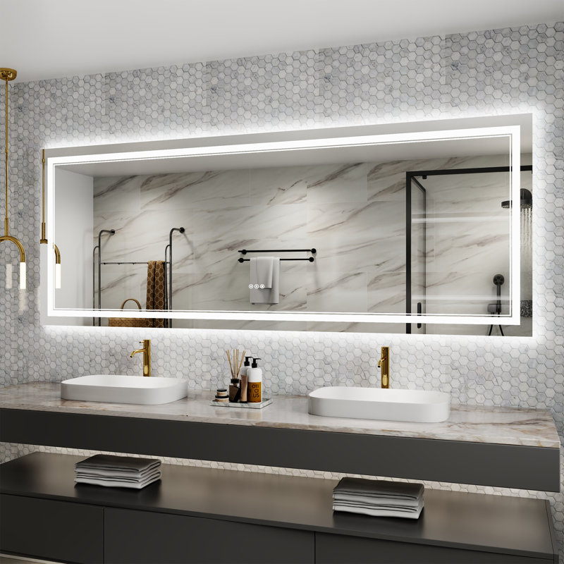 Miroir de salle de bain Zbeljo, H 32 po x l 84 po