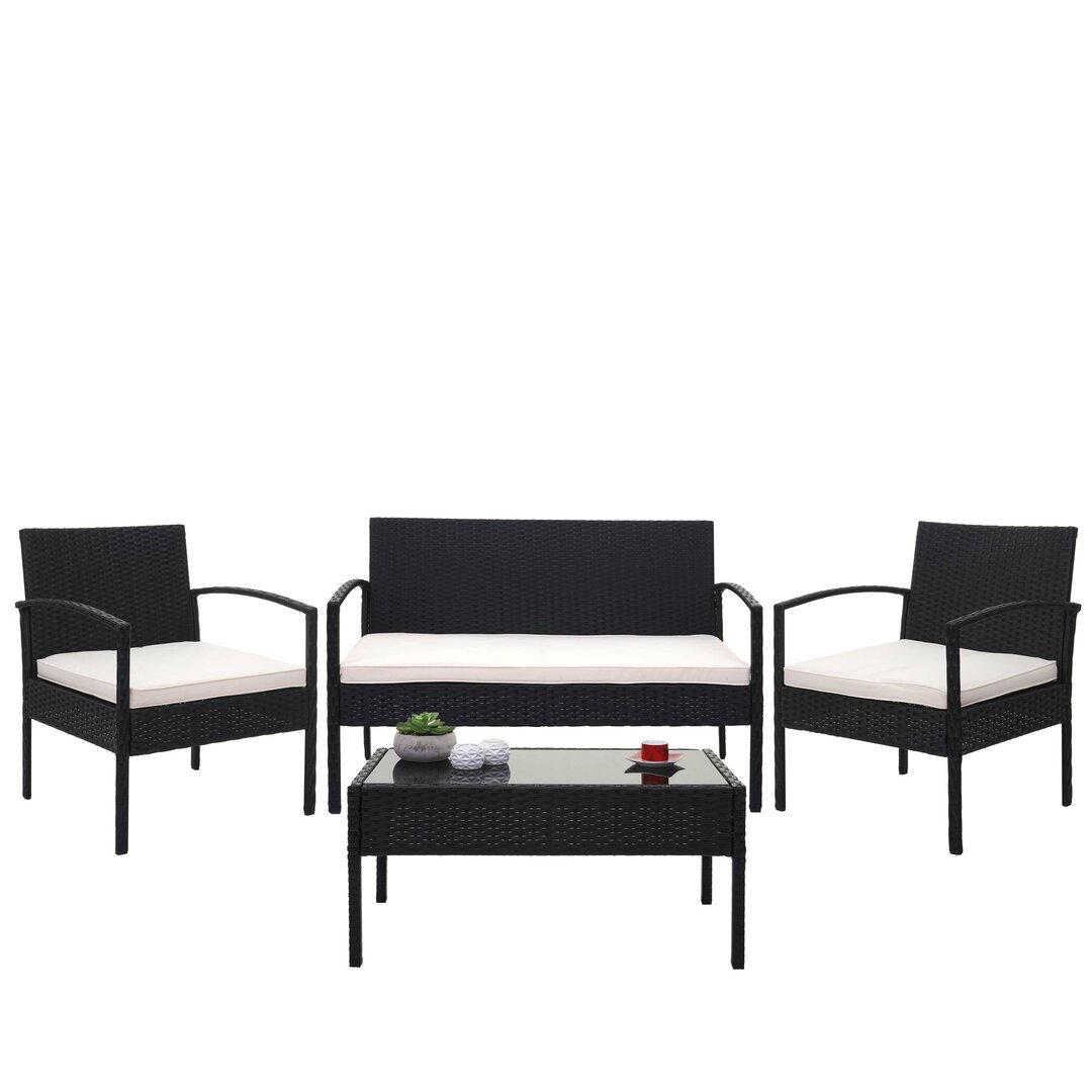 4-Sitzer Lounge-Set Masuma aus Polyrattan mit Polster