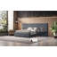 Lit plateforme tapissier avec grande tête de lit, mobilier de chambre à coucher