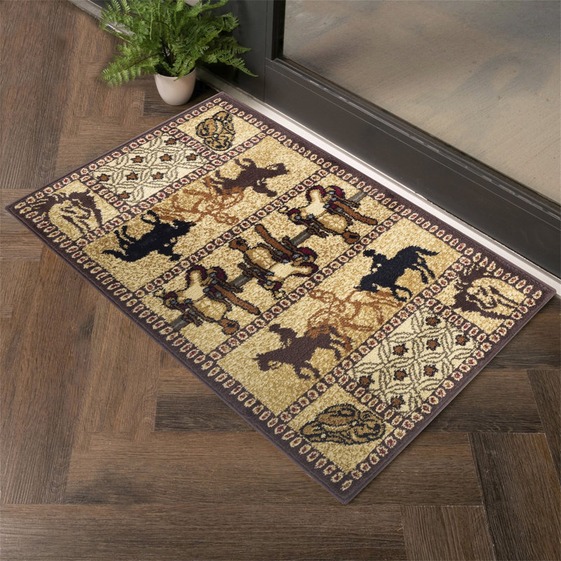 Tapis tribal beige Sud-Ouest Tribes, Tapis de couloir 2 pi 7 po x 7 pi 3 po