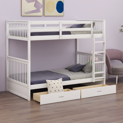 Jessena Kids Twin Over Twin Bunk Bed with Drawers by Harriet Bee