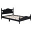 Cadre de lit plateforme en bois, lit plateforme de style rétro avec support en lattes de bois, noir-600326875