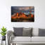 Saguaro Mountain Sunset Colorful Dramatic Serene Cactus Landscape Mountain Wall Art Print 1 Piece Wrapped Canvas Wall Art-738813537