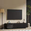 Console 70 po avec design en spirale unique et moderne avec meuble de rangement et meuble télé 2 tiroirs pour le salon, la chambre à coucher, noir