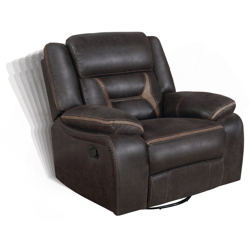 Fauteuil inclinable pivotant avec accoudoirs coussinés Brazelton, Brun