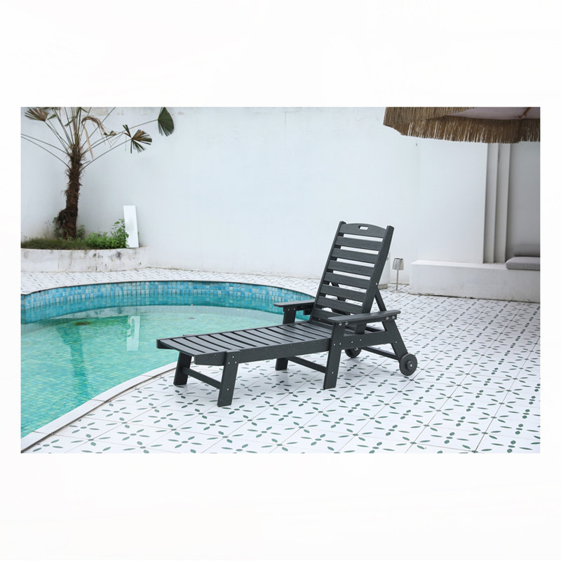 Rayan Patio Chaise Lounge with 5 Adjustable Positions, Gray