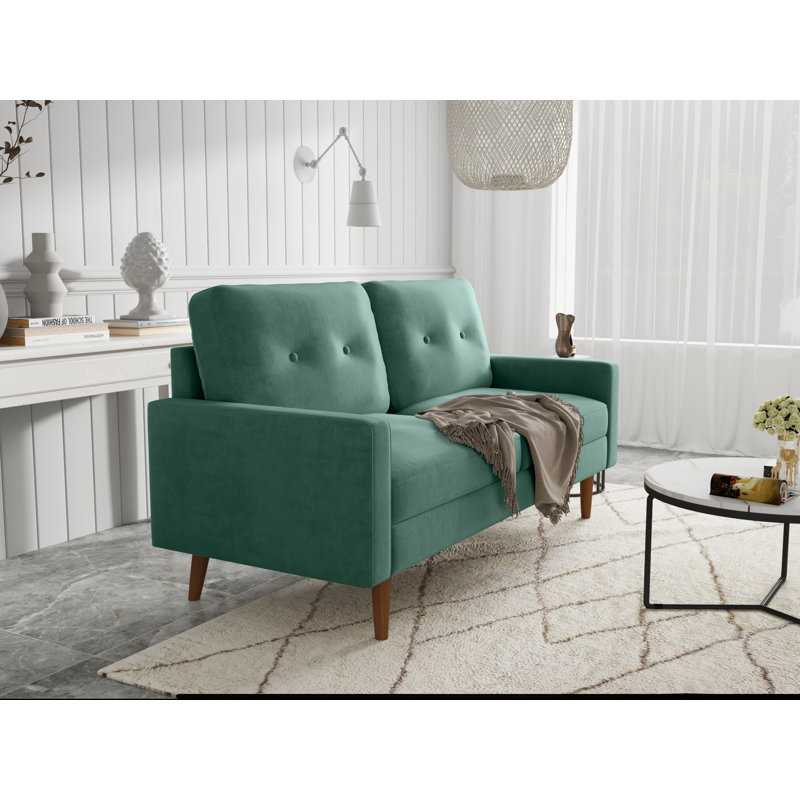 Canapé à accoudoirs carrés 70 po Mattea, Polyester 100 % turquoise