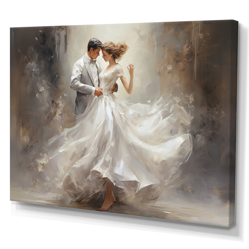 Danse valse en blanc I sur toile, H 20 po x l 12 po x P 1 po, Toile tendue
