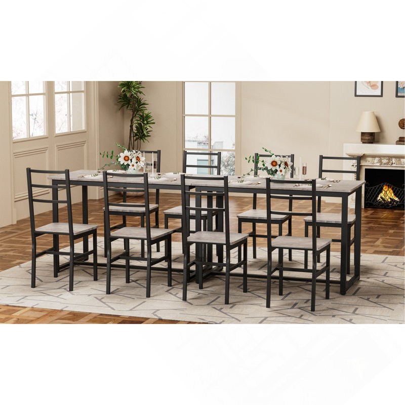 Ensemble de table de salle à manger de style campagnard Mid-Century 5 pièces avec 4 chaises ergonomiques pour des repas confortables et élégants