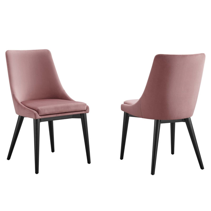 Dusty Rose Velvet Upholstered Side Chair with Wood & Metal Frame