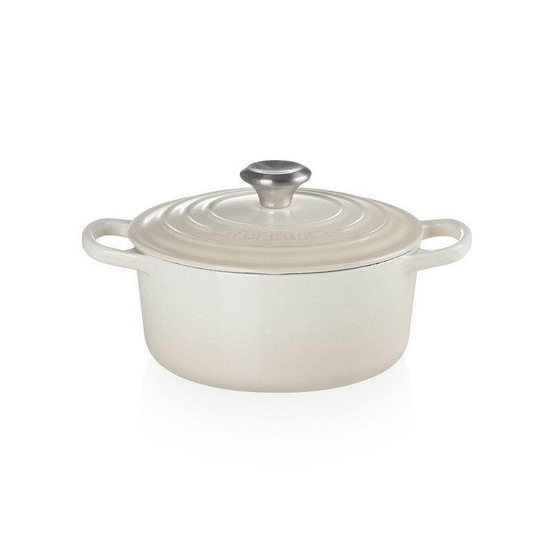 Le Creuset Cast Iron Round Casserole, Meringue, 24cm / 4.2L