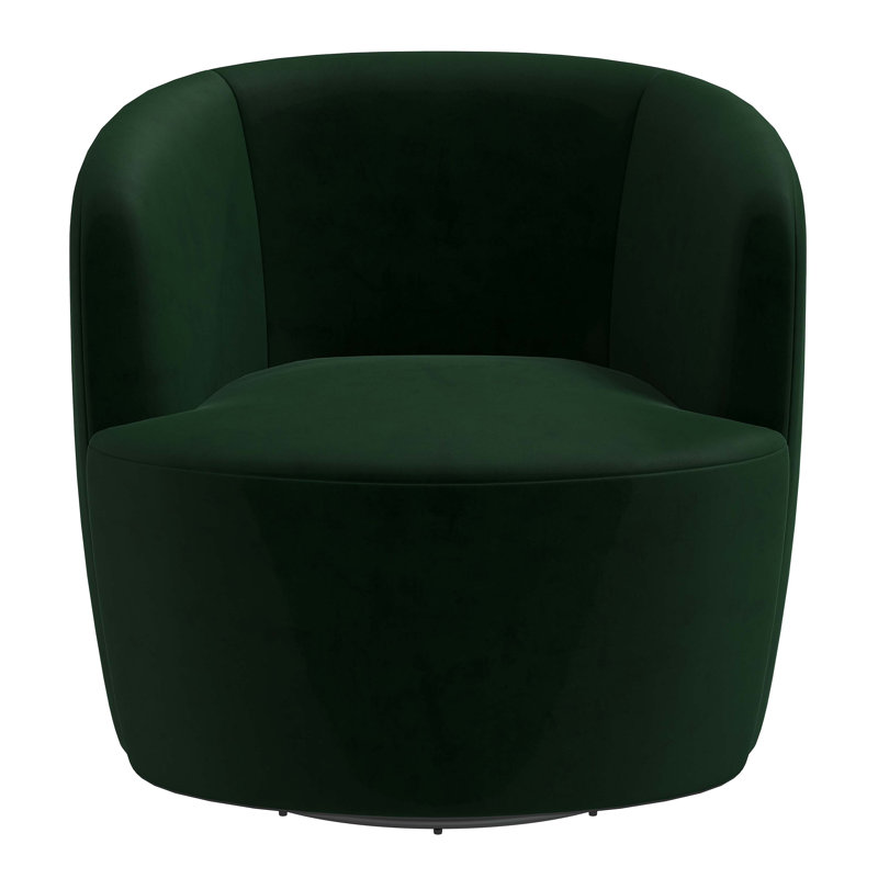 Mina Swivel Barrel Chair, Luxe Emerald Velvet