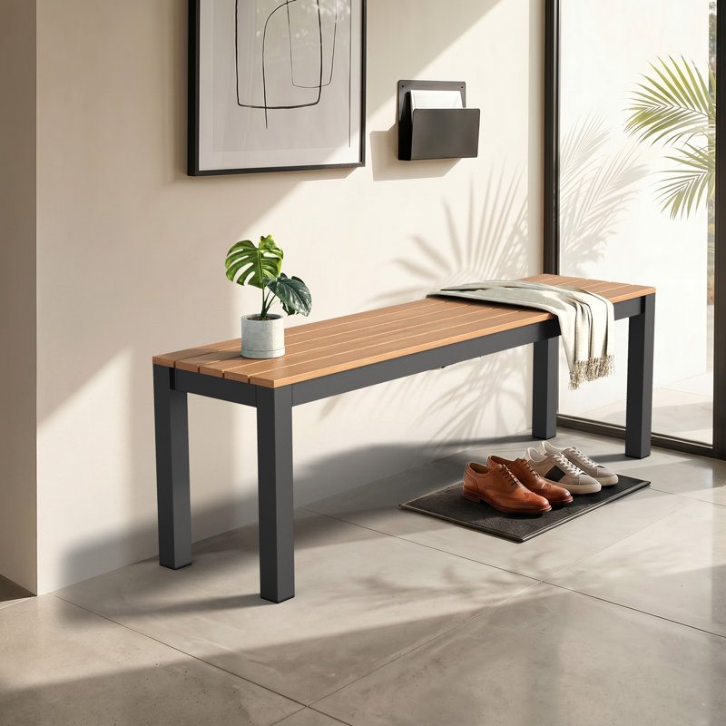Banc d'extérieur en aluminium, Teak
