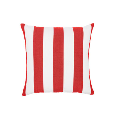 Oreiller carré réversible extérieur / intérieur Sherana Kline's Cabana Stripe Rempli de fibre 100% polyester blanc. Fabriqué aux États-Unis