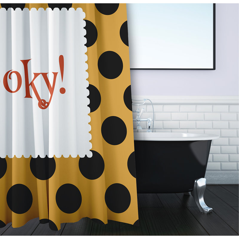 Rideau de douche à pois Isao par E by Design, Jaune doré
