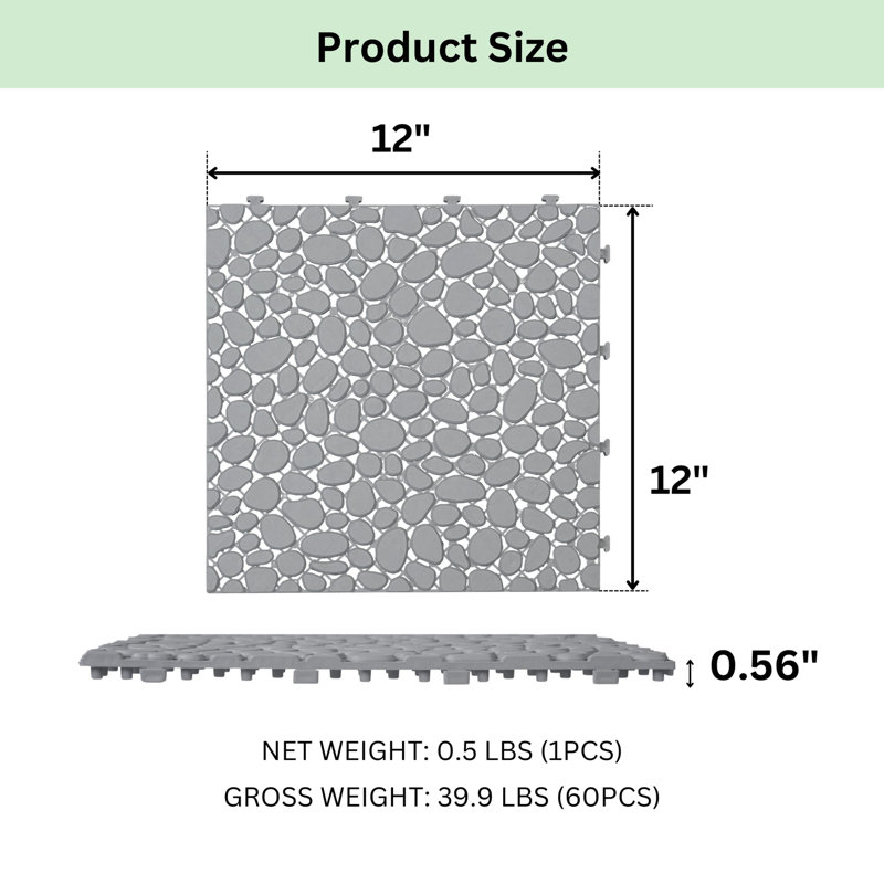 Carreaux de terrasse emboîtables en plastique imperméables, Gris