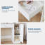 Bureau de maquillage avec miroir à DEL réglable 3 couleurs, tiroir et armoire, prises de courant, tabouret inclus pour la chambre à coucher, appartement-1740409617