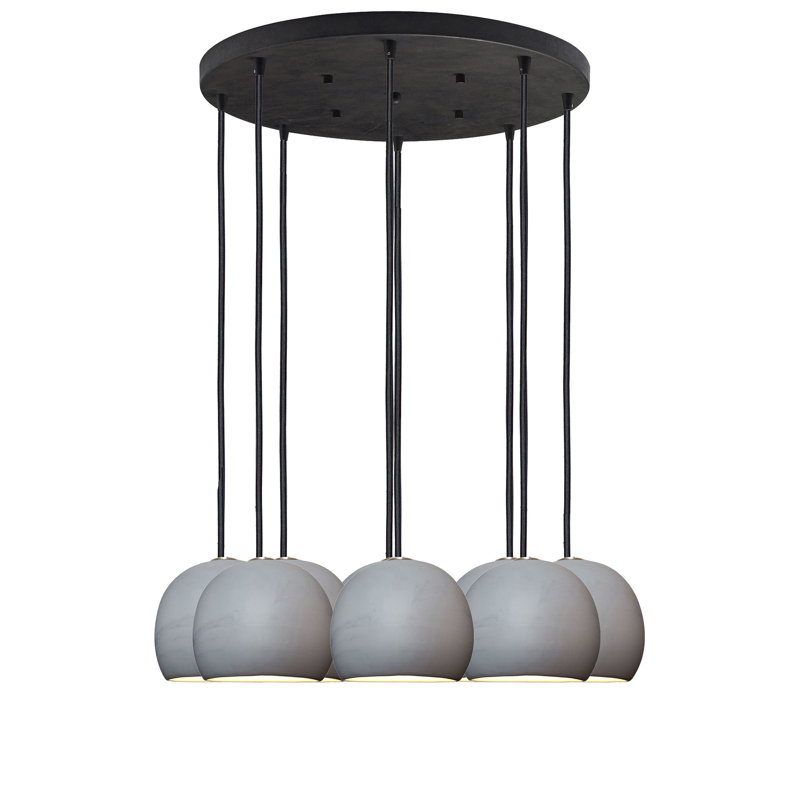 Lustre suspendu en argile et porcelaine, Noir, H 100 po