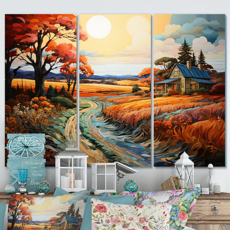 Ensemble de décorations murales Farmhouse Farmstead Mosaic Pointillism I - Farm