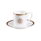 Coffee Cup & Saucer SILK Set of 2 in Luxury Box Gold diam. 2.3in, H 2.5in, Cap. 4 oz, Saucer diam. 4.75in