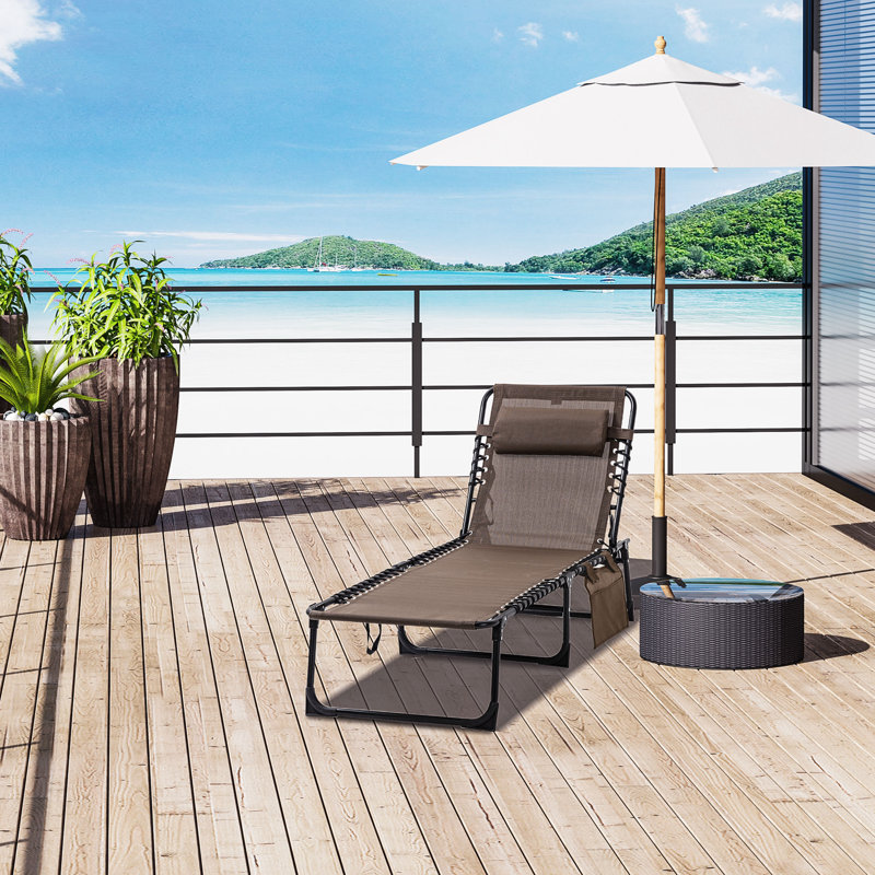 Reclining Chaise Lounge Chair, Brown