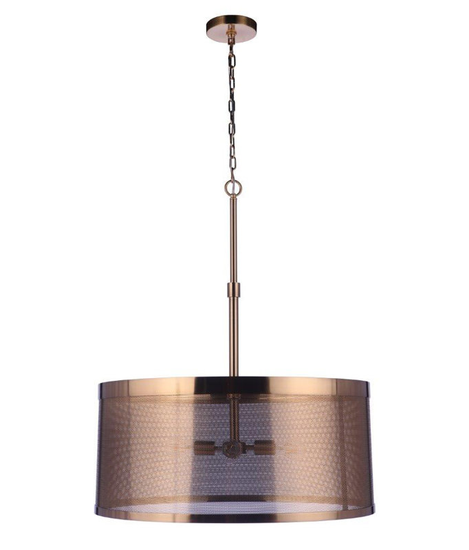 Luminaire suspendu tambour 4 lumières Mesh, Laiton satiné