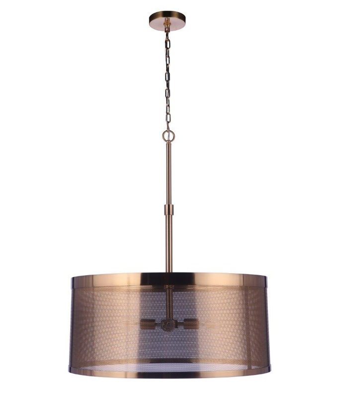 Mesh 4 - Light Drum Pendant, Satin Brass