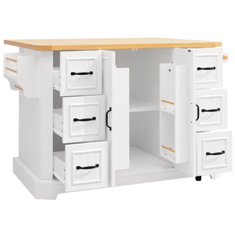 Wood Kitchen Island, White