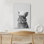 «Bunny with Soap Bubbles», impression sur toile encadrée d'un animal monochrome adorable pour une décoration ludique de salle de bain ou de chambre de bébé