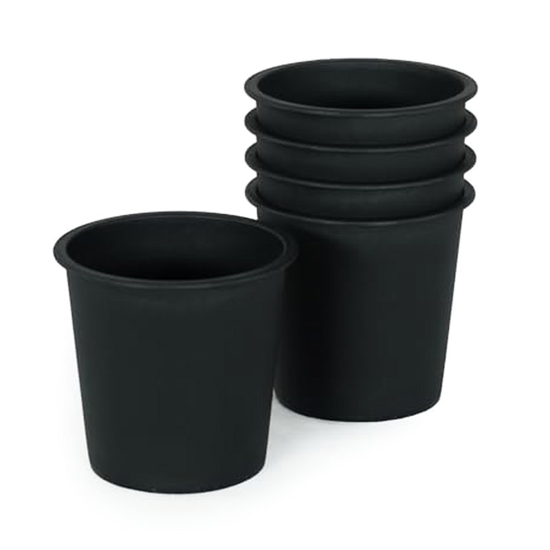 8" Round Garden Pots With Drainage - 5 Nursery Plant Containers. , All-Weather Use. Crack Proof & Fade . Black. For Planting And Storage Plastic Drainage. Construction, Weather Ideal For