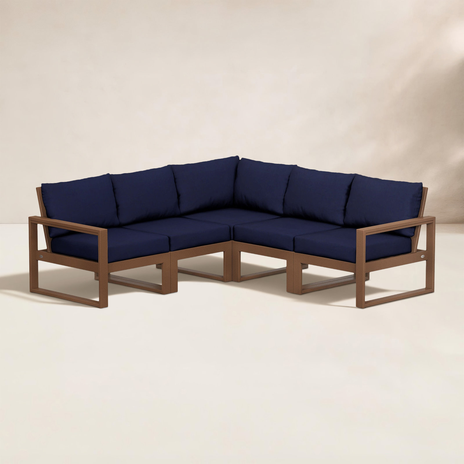 POLYWOOD® Edge 85" Patio Sectional, Navy, Teak