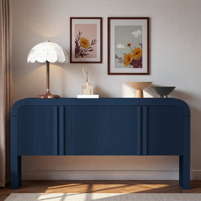 Console avec 4 portes ondulées et tablettes réglables
