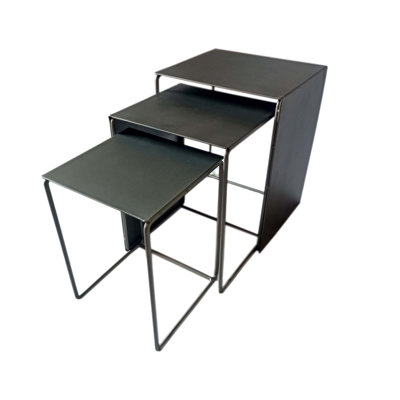 Imez 3-piece Rectangular Metal Nesting Table Grey