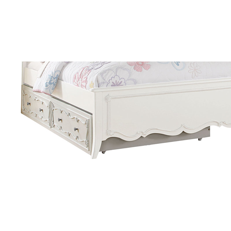 Lit plateforme avec couchette Saffold en blanc perle (lit double), Double