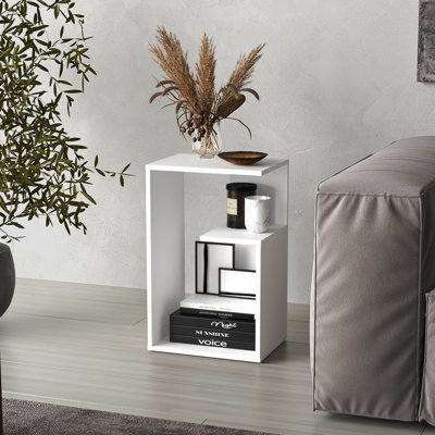 Table d'appoint 25 po de hauteur à 3 niveaux - Wengé noir - blanc