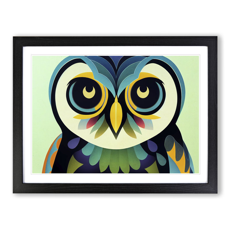 Bold Abstract Owl Vol.3 - Framed Print, Black Framed, 34cm H x 46cm W x 2cm D